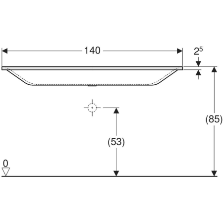 Xeno² Möbelwaschtisch: B=140cm, T=48cm, Hahnloch=ohne, Überlauf=ohne, weiß / matt