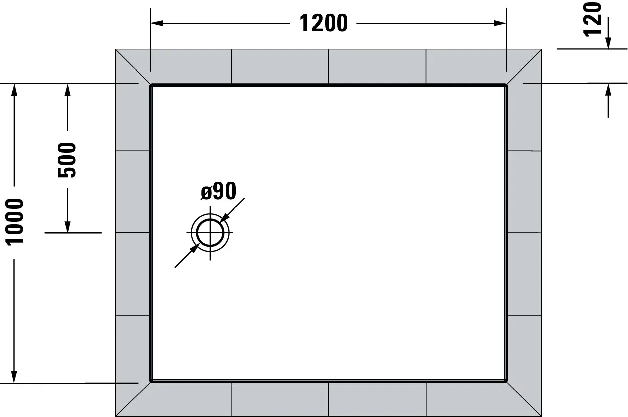 Duravit rechteck Duschwanne „Tempano“ 120 × 100 cm ohne Antislip