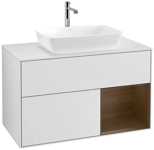 Villeroy & Boch Waschtischunterschrank „Finion“ für Schrankwaschtisch 1000 × 603 × 501 mm White Matt Lacquer, für Becken mittig, mit Hahnlochbohrung