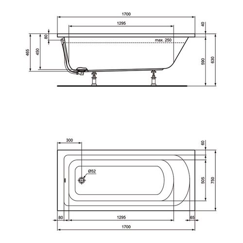 Badundu Hausmarkenmodell Badewanne made by Ideal Standard rechteck 170 × 75 cm, ,, , Badundu Hausmarkenmodell Badewanne made by Ideal Standard rechteck 170 × 75 cm, ,, ,