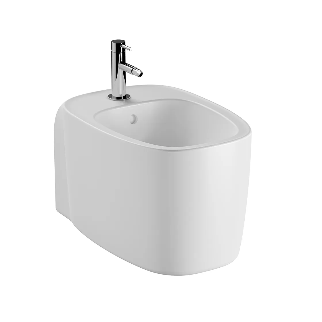 VitrA Plural Wand-Bidet mit verdeckter Befestigung, Hahnloch und Überlauf, 37 x 55 cm, Edelweiß