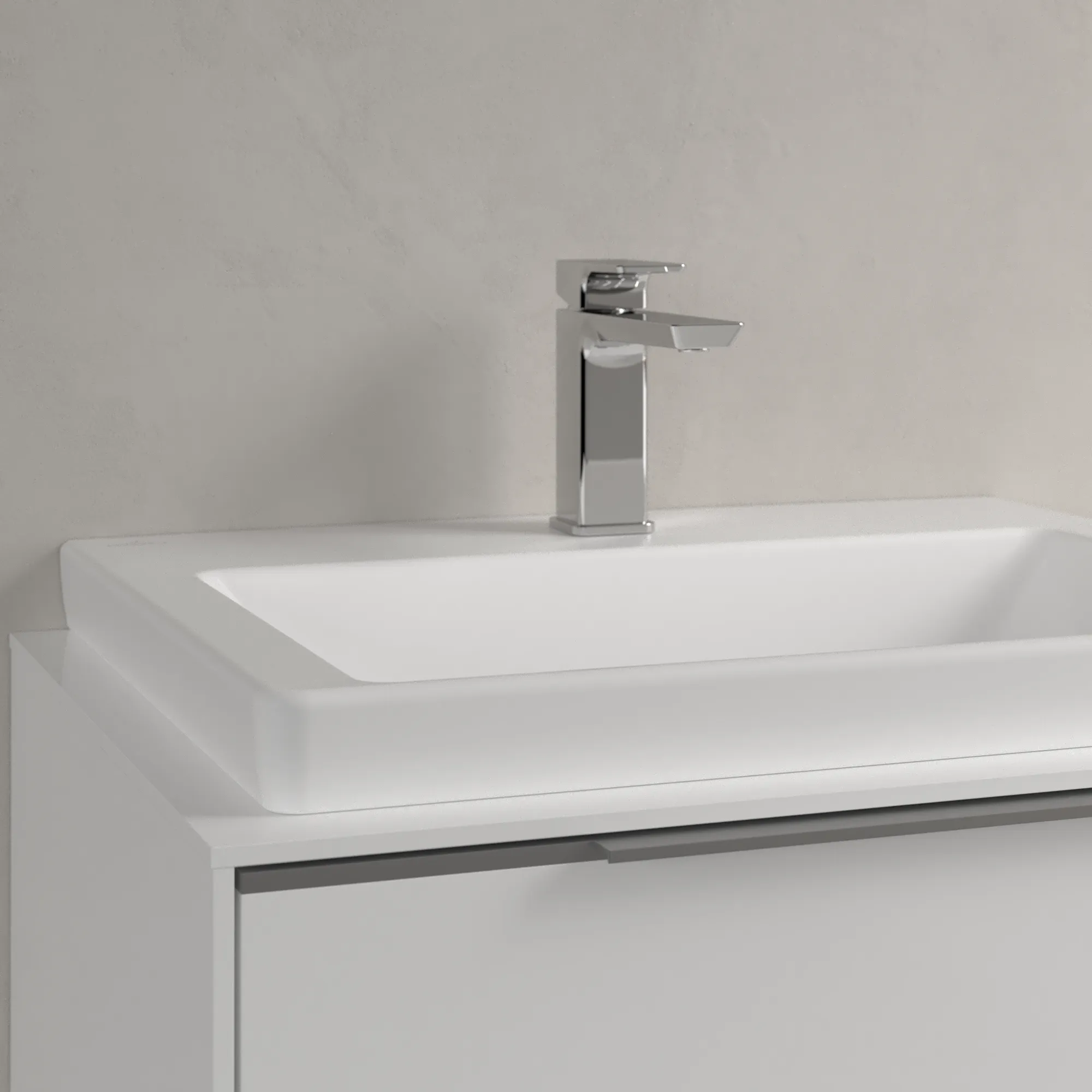 Villeroy & Boch Schrankwaschtisch Subway 3.0 4A706L, Stone White CeramicPlus, 600x470x165mm, TitanCeram, matt, Wandmontage