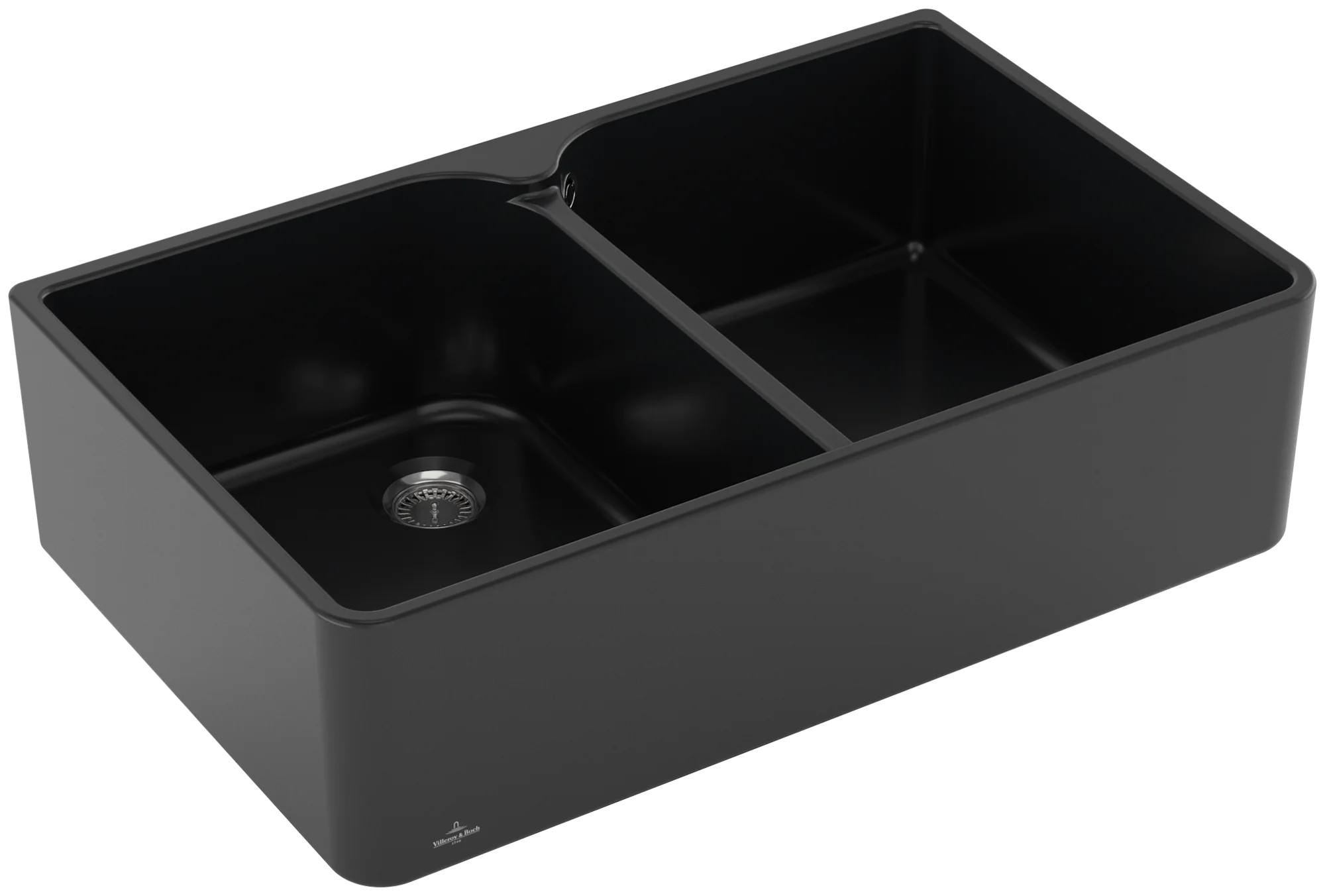 Villeroy & Boch Spülstein Doppelbecken 80 X 638001, Keramik Pure Black