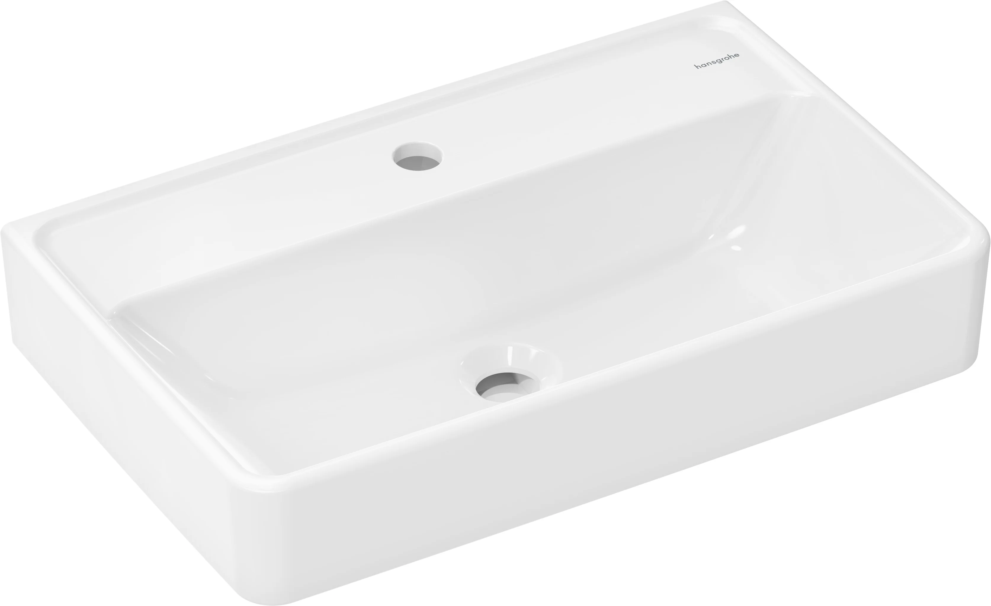 Hansgrohe Waschtisch Compact Xanuia Q, weiß, 600x370 mm, wandhängend, glänzend, mit Hahnloch, ohne Überlauf