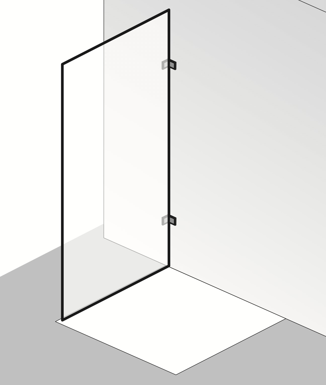 HSK rahmenlos Seitenwand links „Aperto Pur“ zu AOP.104 -AOP.126 Glas Klar hell, Scharniere Chromoptik (Alu Hochglanz poliert), für #Türbreite#, Sondergröße HSK rahmenlos Seitenwand links „Aperto Pur“ zu AOP.104 -AOP.126 Glas Klar hell, Scharniere Chromoptik (Alu Hochglanz poliert), für #Türbreite#, Sondergröße