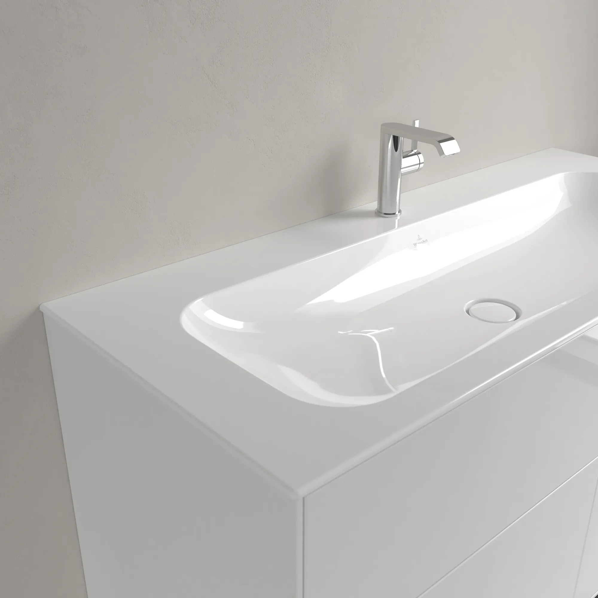 Villeroy & Boch Schrankwaschtisch aus TitanCeram „Finion“ 1200 × 500 × 160 mm, mit Hahnlochbohrung, Hahnlochposition mittig in Weiß Alpin, mit CeramicPlus Villeroy & Boch Schrankwaschtisch aus TitanCeram „Finion“ 1200 × 500 × 160 mm, mit Hahnlochbohrung, Hahnlochposition mittig in Weiß Alpin, mit CeramicPlus
