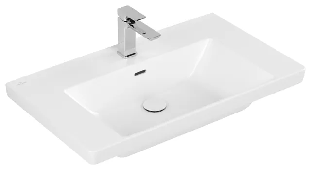 Villeroy & Boch Wandwaschtisch aus TitanCeram „Subway 3.0“ 800 × 470 × 165 mm, ohne Hahnlochbohrung, Hahnlochposition mittig in Stone White Villeroy & Boch Wandwaschtisch aus TitanCeram „Subway 3.0“ 800 × 470 × 165 mm, ohne Hahnlochbohrung, Hahnlochposition mittig in Stone White