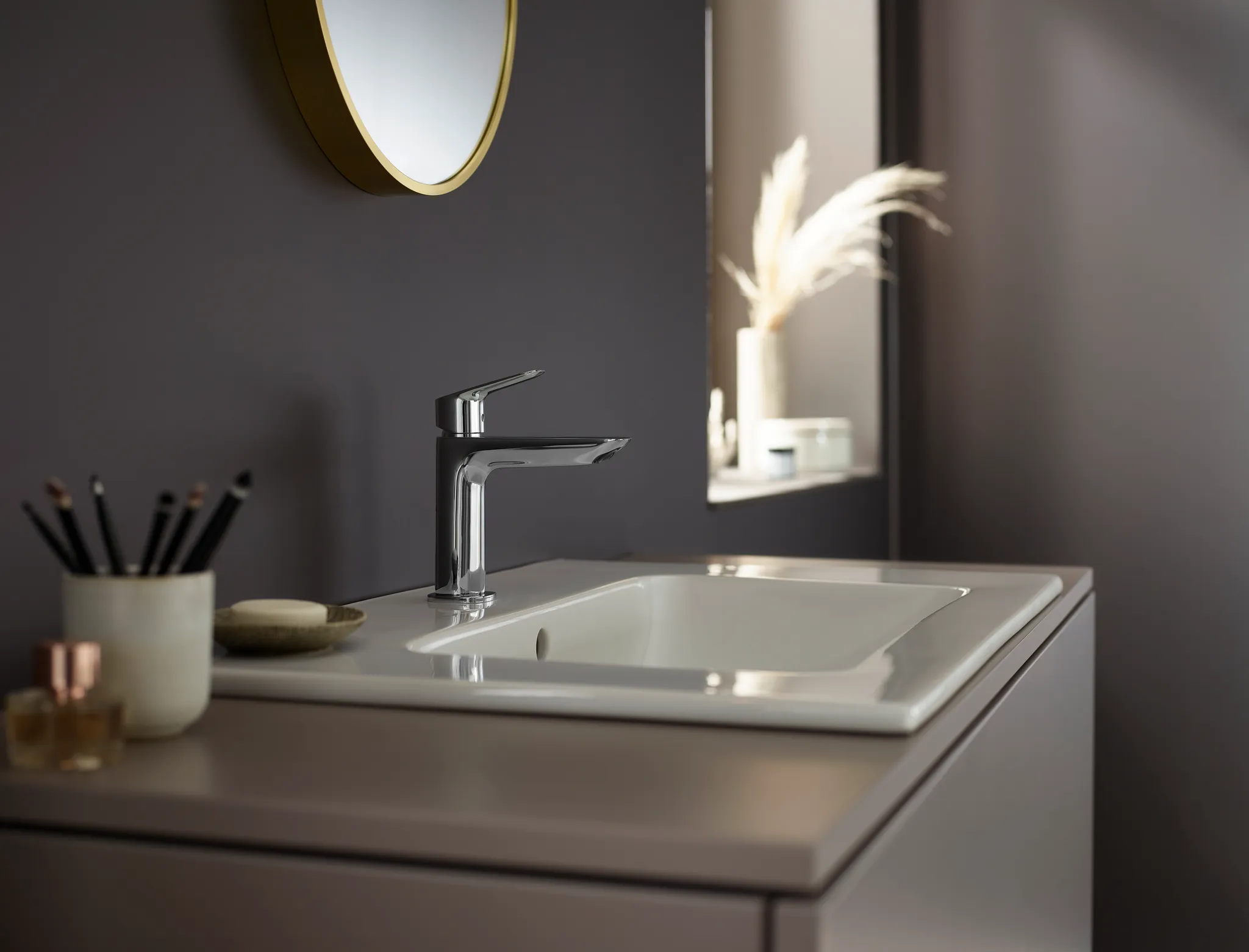 Hansgrohe Logis Einhebel-Waschtischmischer 110 Fine mit Push-Open Ablaufgarnitur, Chrom