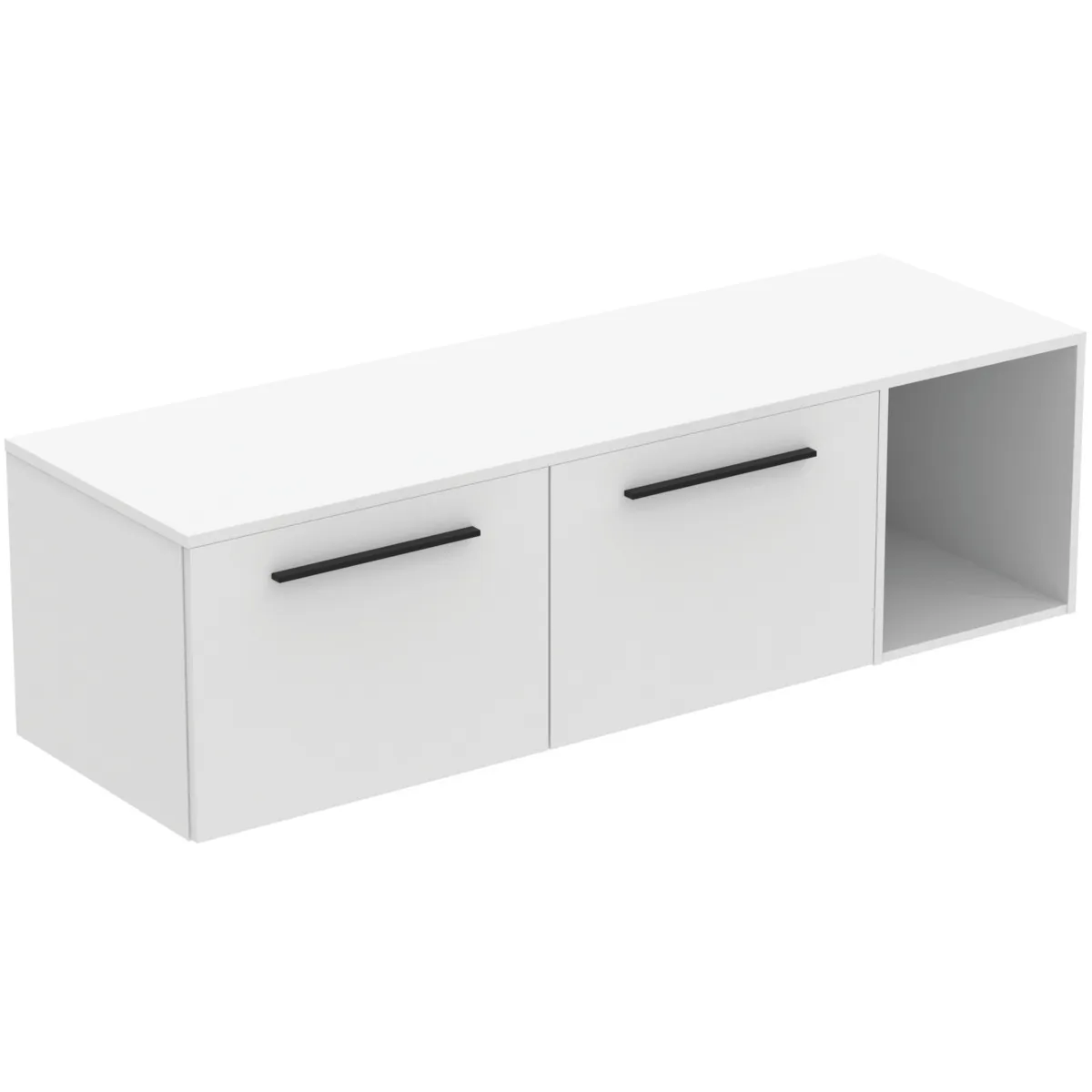 Möbel-Set 160cm i.life B 2 Auszüge 1 offenes Fach Griff Schwarz Weiß matt