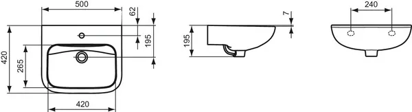 Waschbecken „Contour21“ 50 × 42 × 19,5 cm, Hahnlochposition mittig Waschbecken „Contour21“ 50 × 42 × 19,5 cm, Hahnlochposition mittig