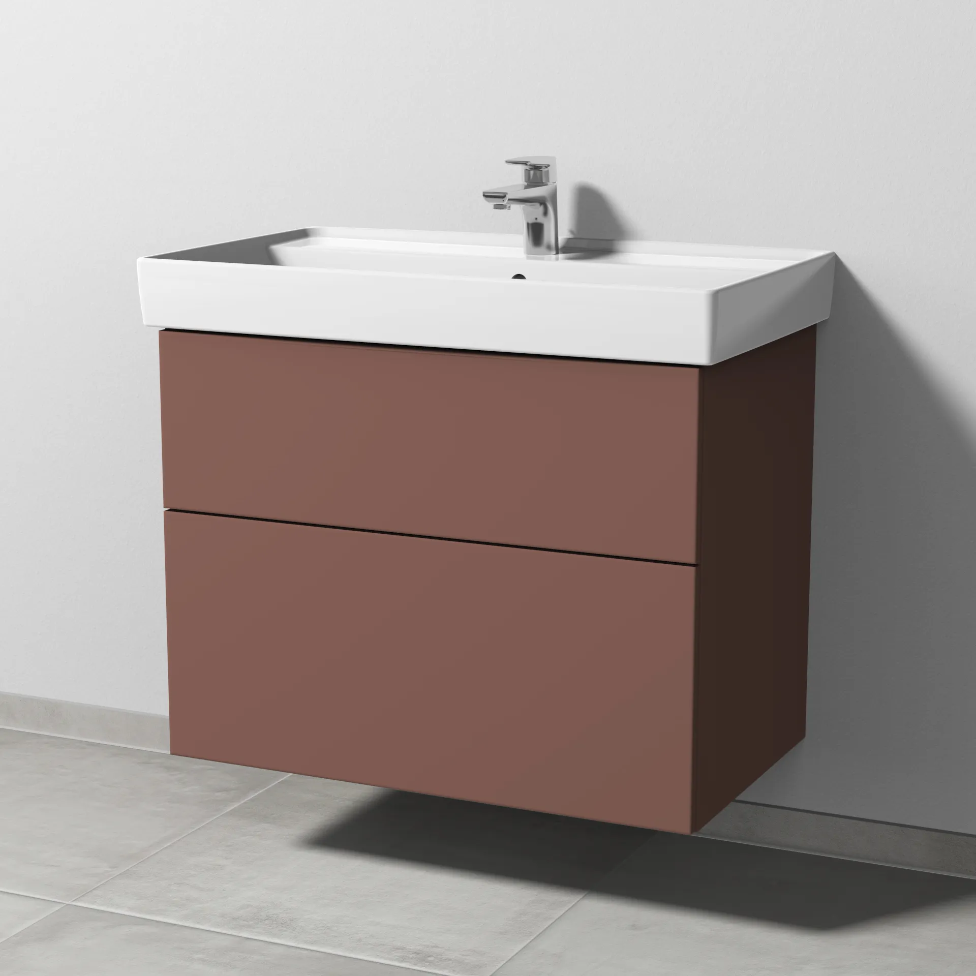 Sanipa Waschtischunterschrank „3way“ passend zu Keramik-Waschtische Collaro von Villeroy & Boch 750 × 588 × 447 mm in Wine-Red