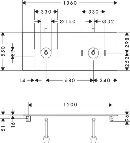 Xelu Q Konsole 1360/550 mit 2 Ausschnitten für Aufsatzwaschtisch ohne Hahnloch Weiß Hochglanz Xelu Q Konsole 1360/550 mit 2 Ausschnitten für Aufsatzwaschtisch ohne Hahnloch Weiß Hochglanz