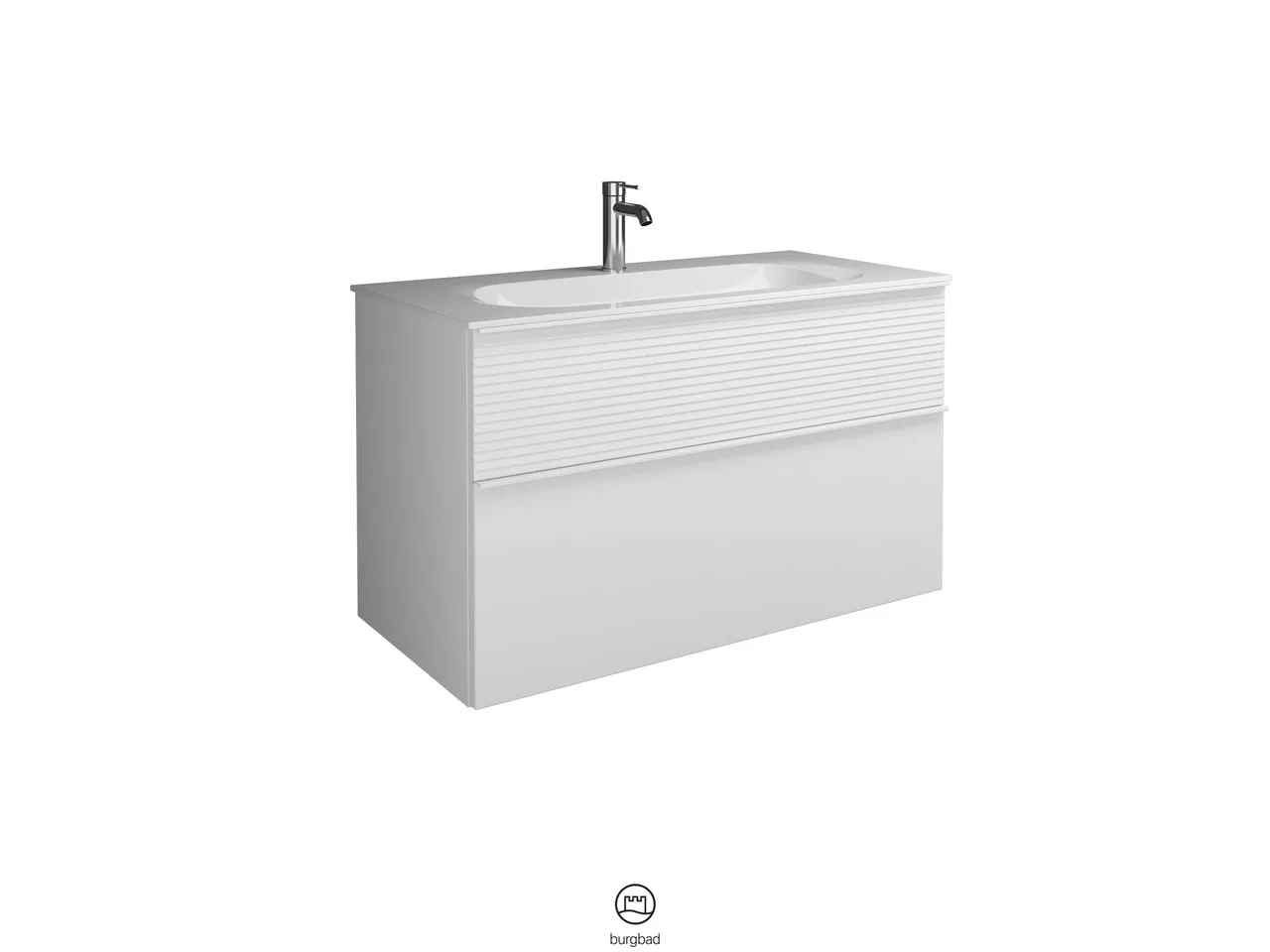burgbad Badmöbelset „Fiumo“ Griff, Chrom (230 mm), in Veloursgrau Softmatt