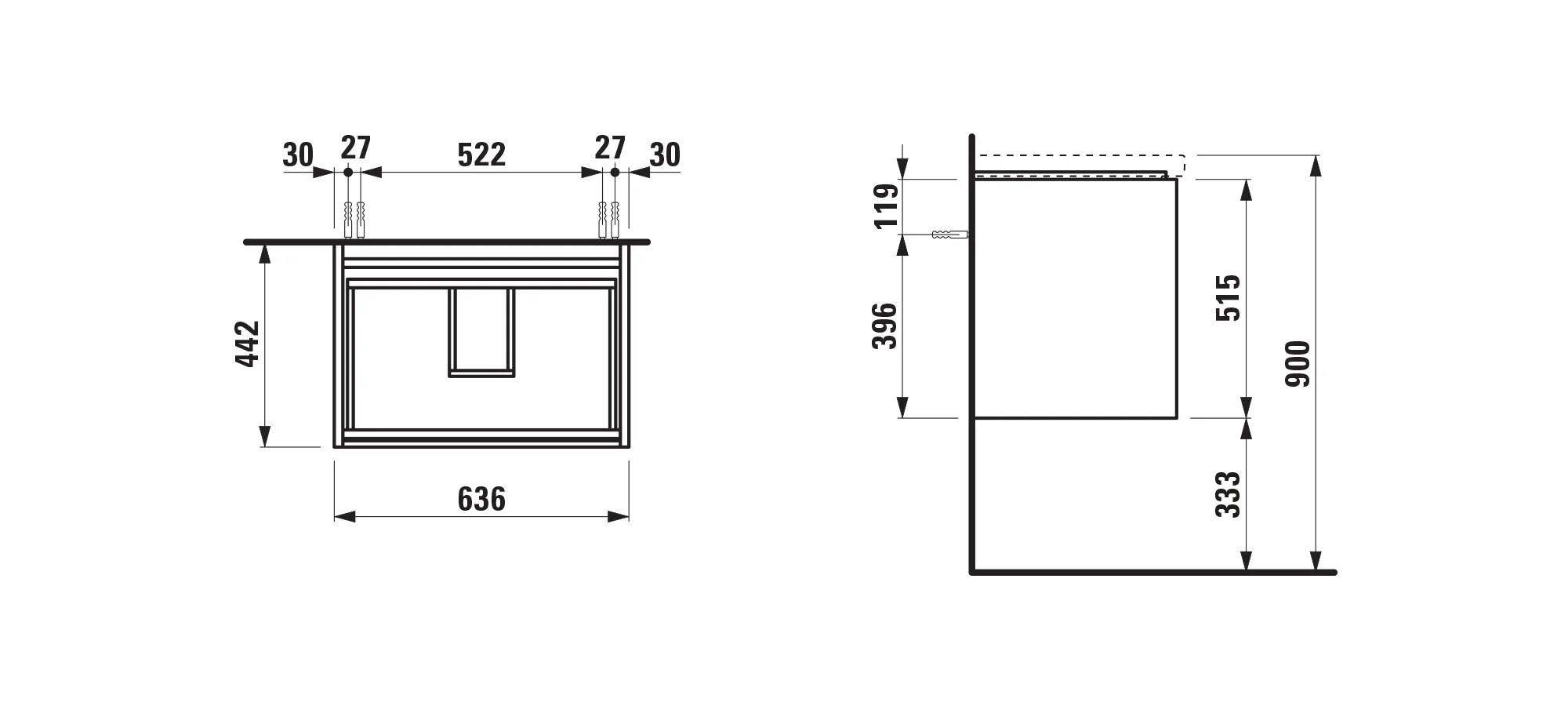 Laufen Waschtischunterbau LANI 442x636x515 weiß matt Laufen Waschtischunterbau LANI 442x636x515 weiß matt