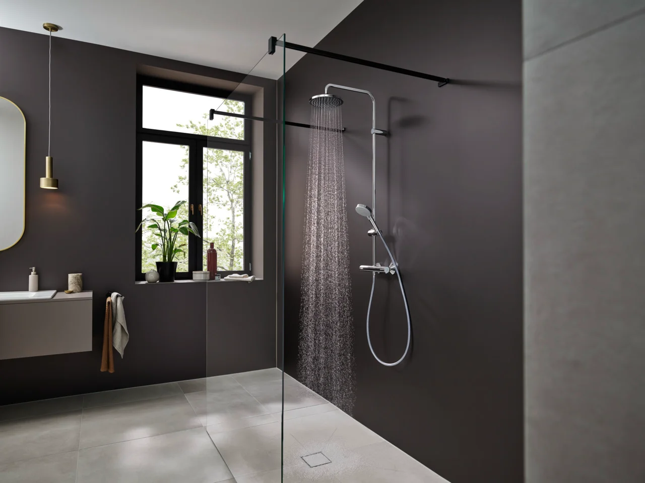 Hansgrohe Vernis Blend Showerpipe 200 1jet EcoSmart mit Thermostat, Chrom, 426 mm Brausearmlänge, DN15 Anschluss Hansgrohe Vernis Blend Showerpipe 200 1jet EcoSmart mit Thermostat, Chrom, 426 mm Brausearmlänge, DN15 Anschluss