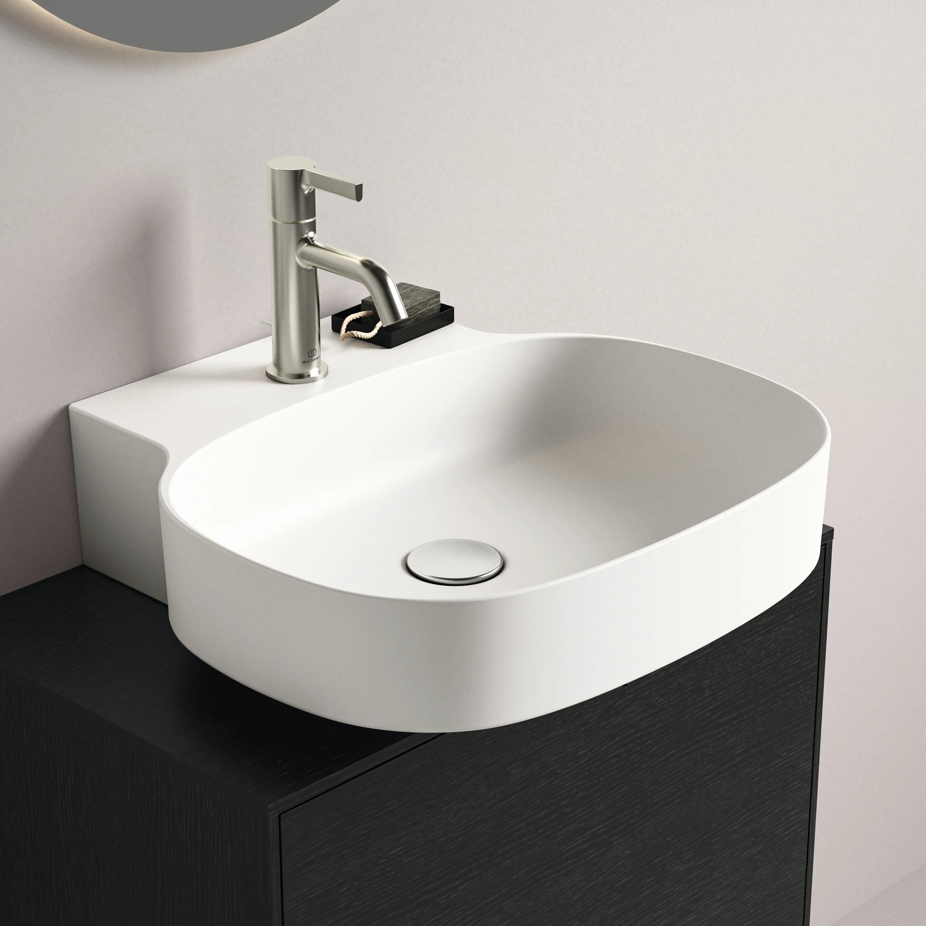 Waschbecken „Linda-X“ 50 × 48 × 13,5 cm, Hahnlochposition mittig in Seidenweiß