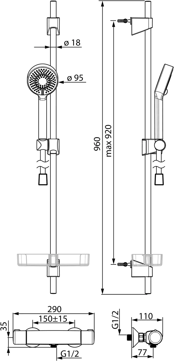 HansaMICRA Duscharmatur Hansamicra 2017 Thermostat Chrom DN15
