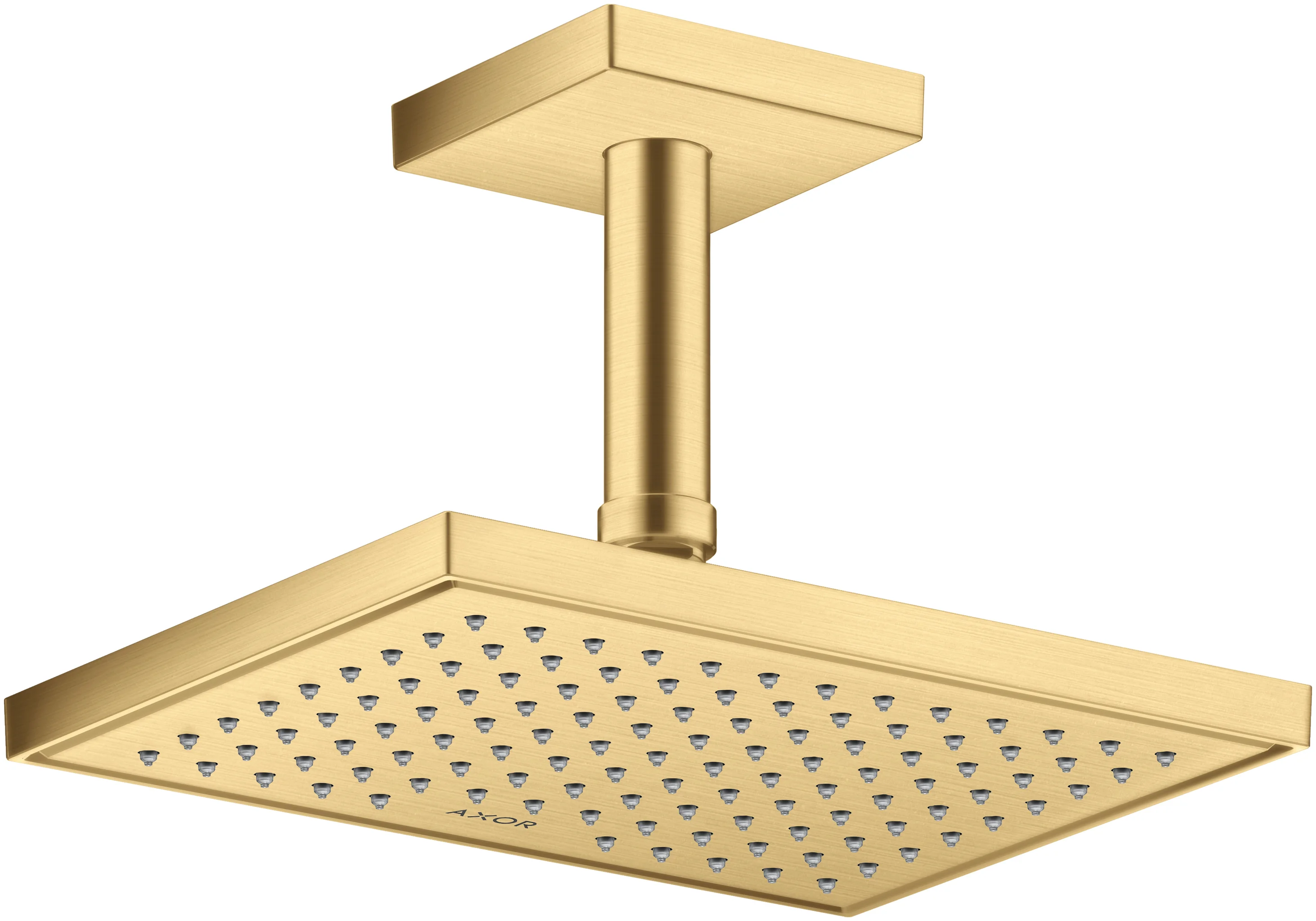 Hansgrohe AXOR ShowerSolutions Deckenanschluss 100 mm eckig Brushed Gold Optic Aufputzmontage Messing G 1/2
