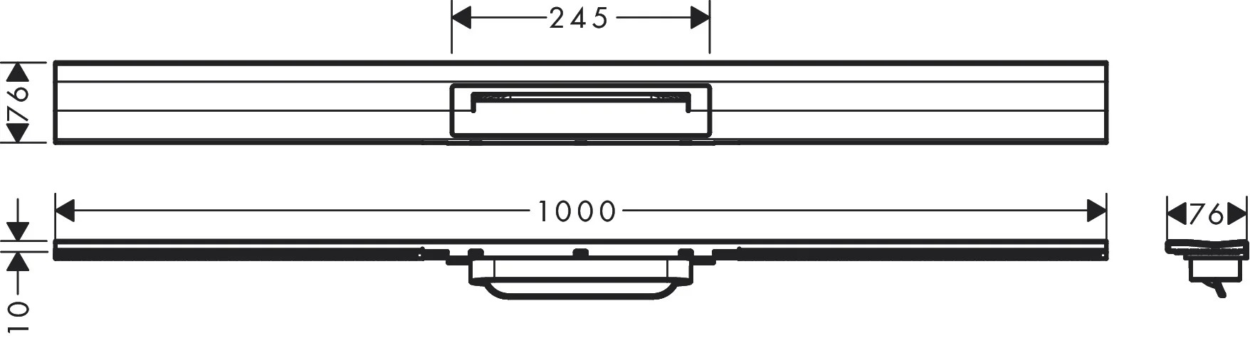 Hansgrohe RainDrain Flex Duschrinne 1000 mm, wandangebunden, höhenverstellbar, Edelstahl V2A, Mattweiß