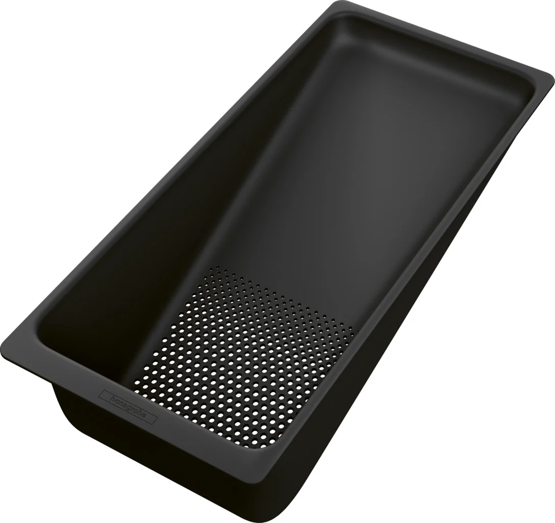 Hansgrohe Multifunktionssieb F14, Mattschwarz, passend für SilicaTec- und Edelstahlspülen sowie Küchenspülen mit Beckentiefe 400–406 mm Hansgrohe Multifunktionssieb F14, Mattschwarz, passend für SilicaTec- und Edelstahlspülen sowie Küchenspülen mit Beckentiefe 400–406 mm