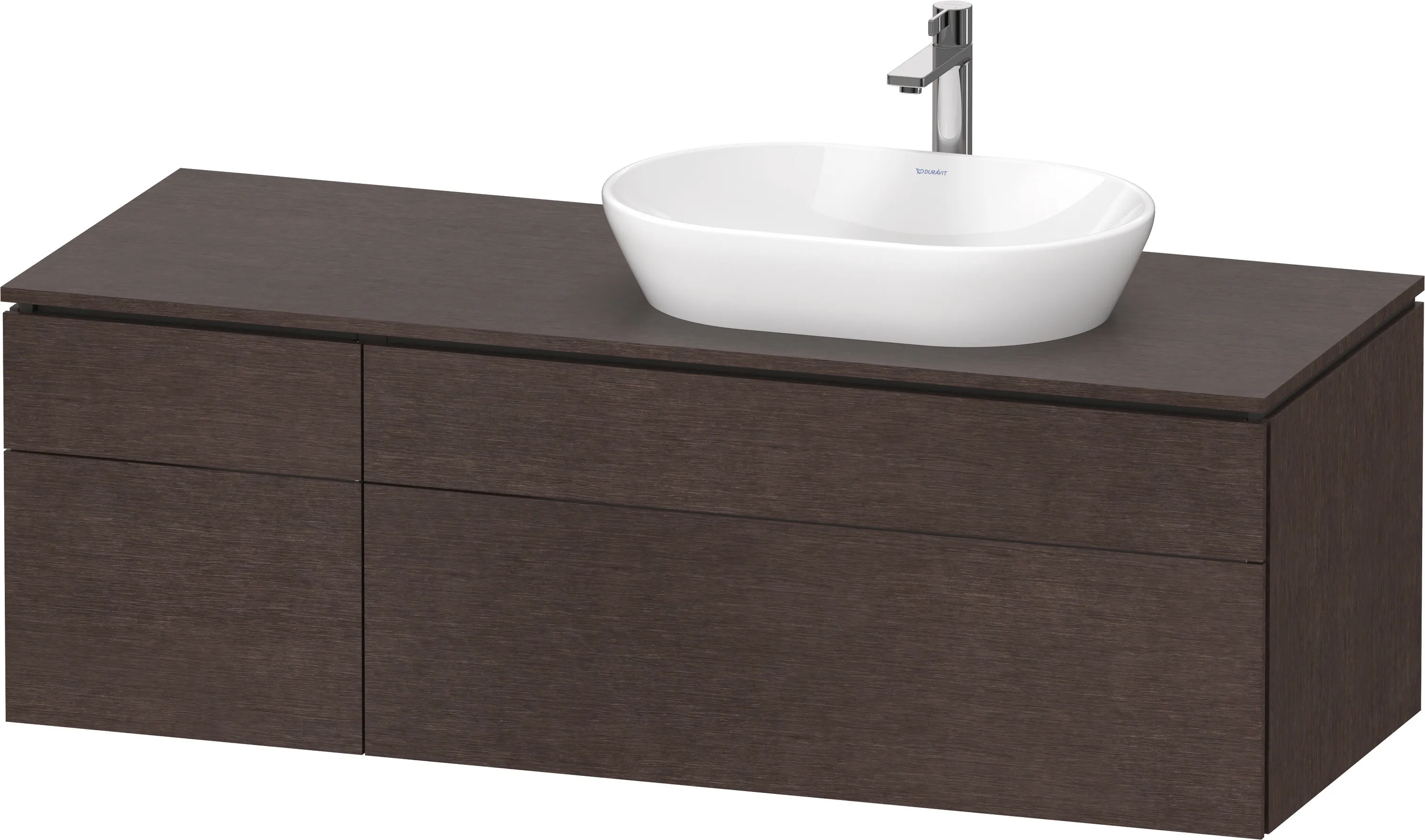 Duravit Waschtischunterschrank wandhängend „L-Cube“ 142 × 48,2 × 55 cm Eiche Dunkel gebürstet, rechts