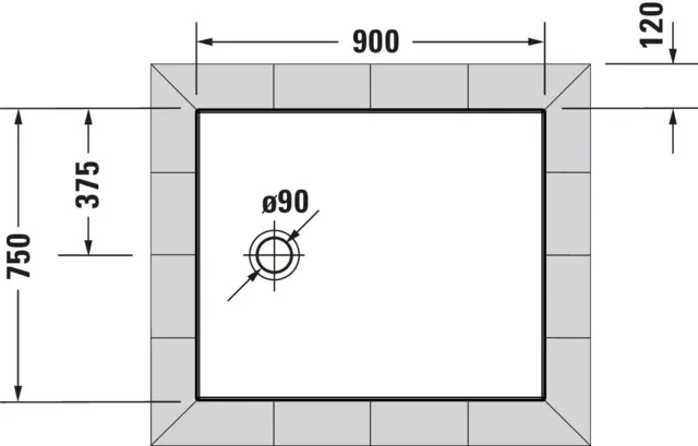 Duravit rechteck Duschwanne „Tempano“ 90 × 75 cm ohne Antislip