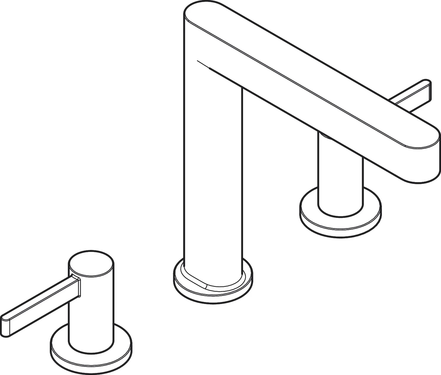 Hansgrohe Finoris 3-Loch Waschtischarmatur 160, Brushed Black Chrome, Ausladung 169 mm, Auslaufhöhe 162 mm