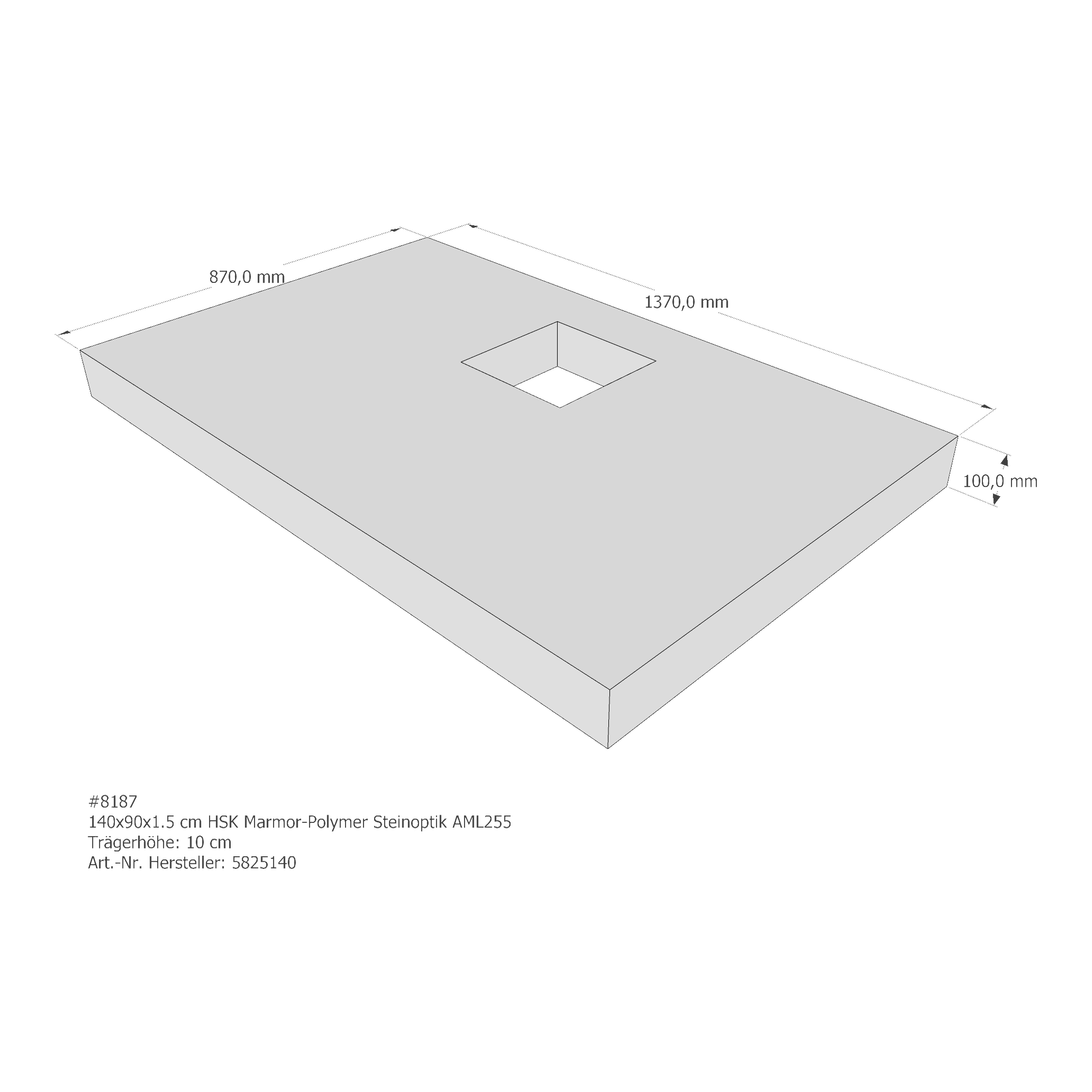 Duschwannenträger für HSK Marmor-Polymer Steinoptik 140 × 90 × 1,5 cm Duschwannenträger für HSK Marmor-Polymer Steinoptik 140 × 90 × 1,5 cm