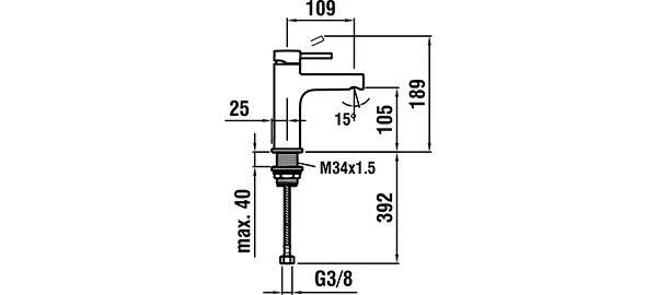 Einhebel-Waschtischmischer TWINPLUS Festauslauf Ausladung 109 mm ohne Ablaufventil chrom Einhebel-Waschtischmischer TWINPLUS Festauslauf Ausladung 109 mm ohne Ablaufventil chrom