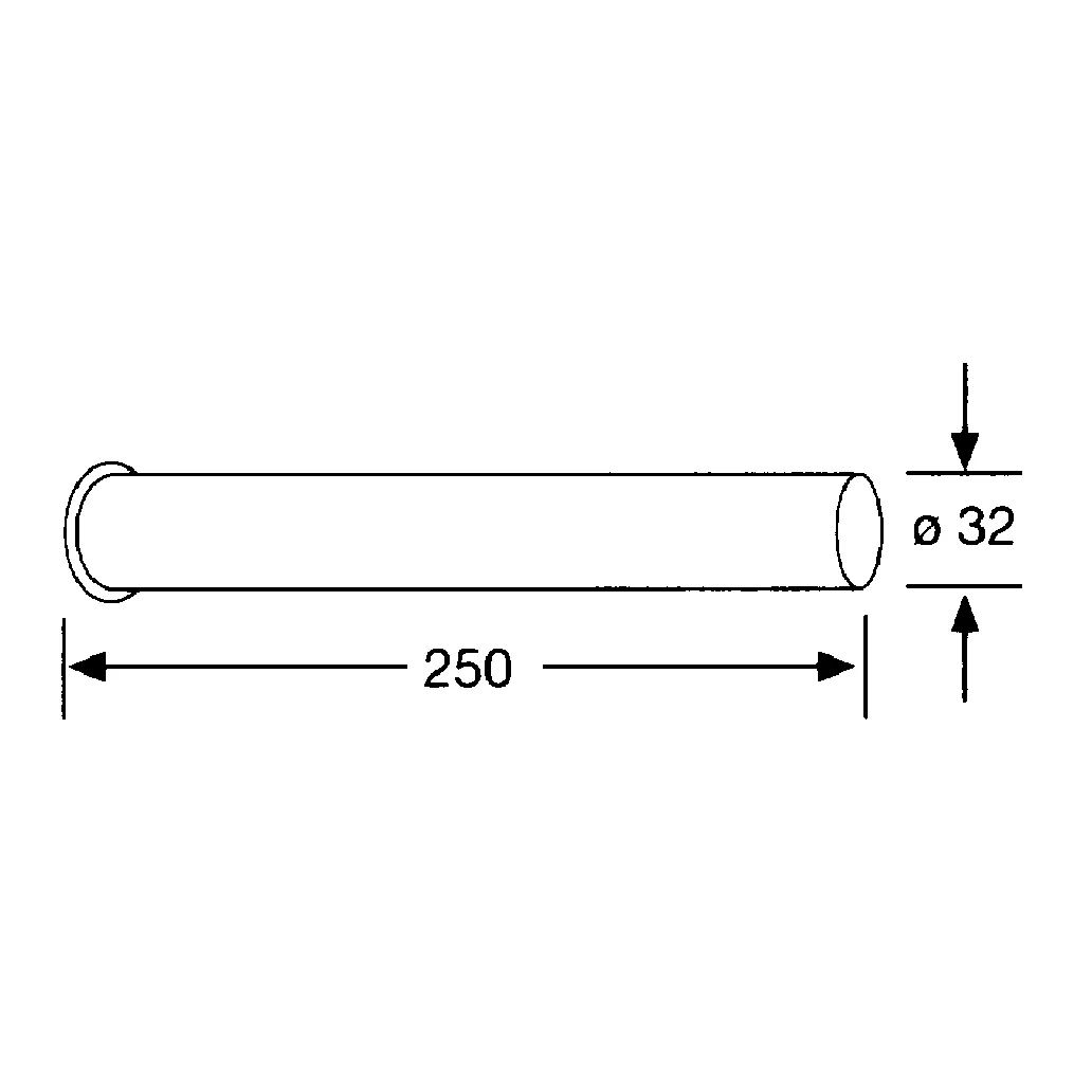 Kludi Abgangsrohr gerade mit Bördelrand, 32 x 250 mm, chrom - Serie Kludi BAD SIFONE