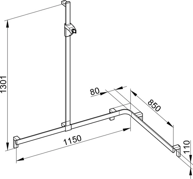 KEUCO Duschhandlauf mit Brausestange „Axess“ 1150 × 850 × 1300 mm Ausführung links, in Silber (eloxiert) KEUCO Duschhandlauf mit Brausestange „Axess“ 1150 × 850 × 1300 mm Ausführung links, in Silber (eloxiert)