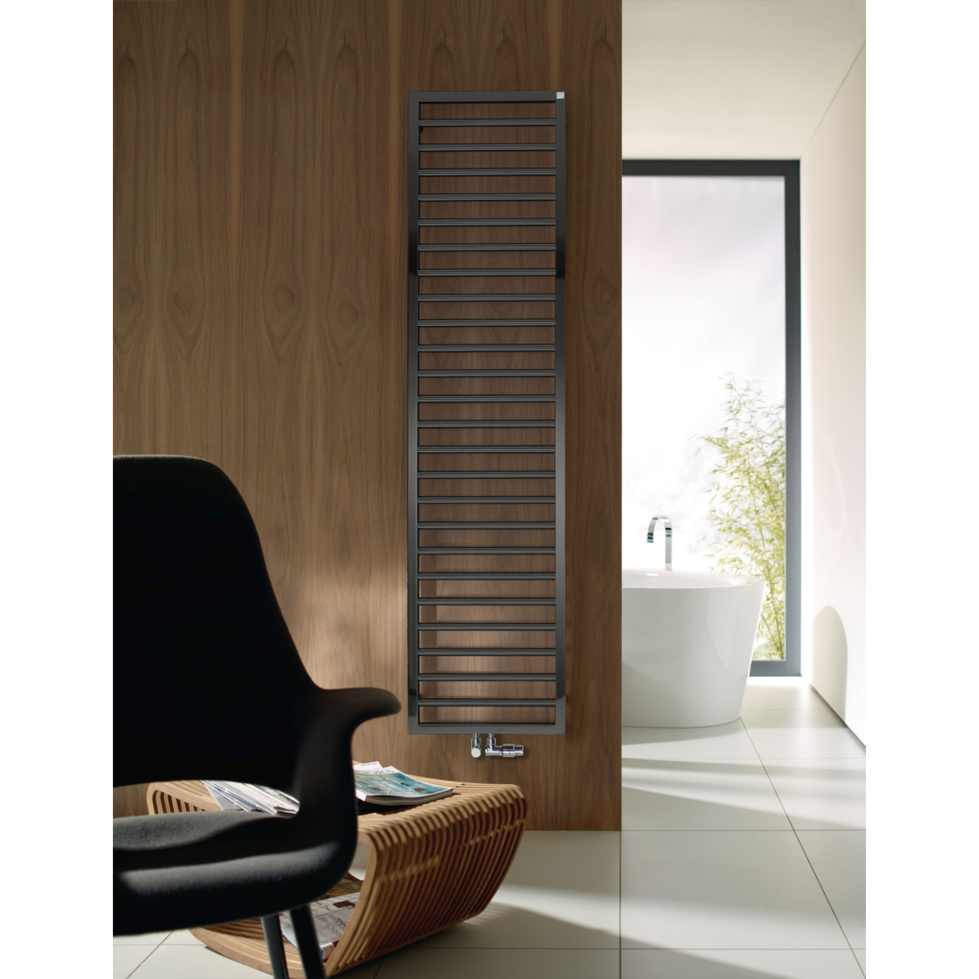 Zehnder Design-Heizkörper „Subway“ für Warmwasser-Zentralheizung oder gemischten Betrieb mit 50 mm-Mittelanschluss 60 × 183,7 cm in Anthracite (glänzend)