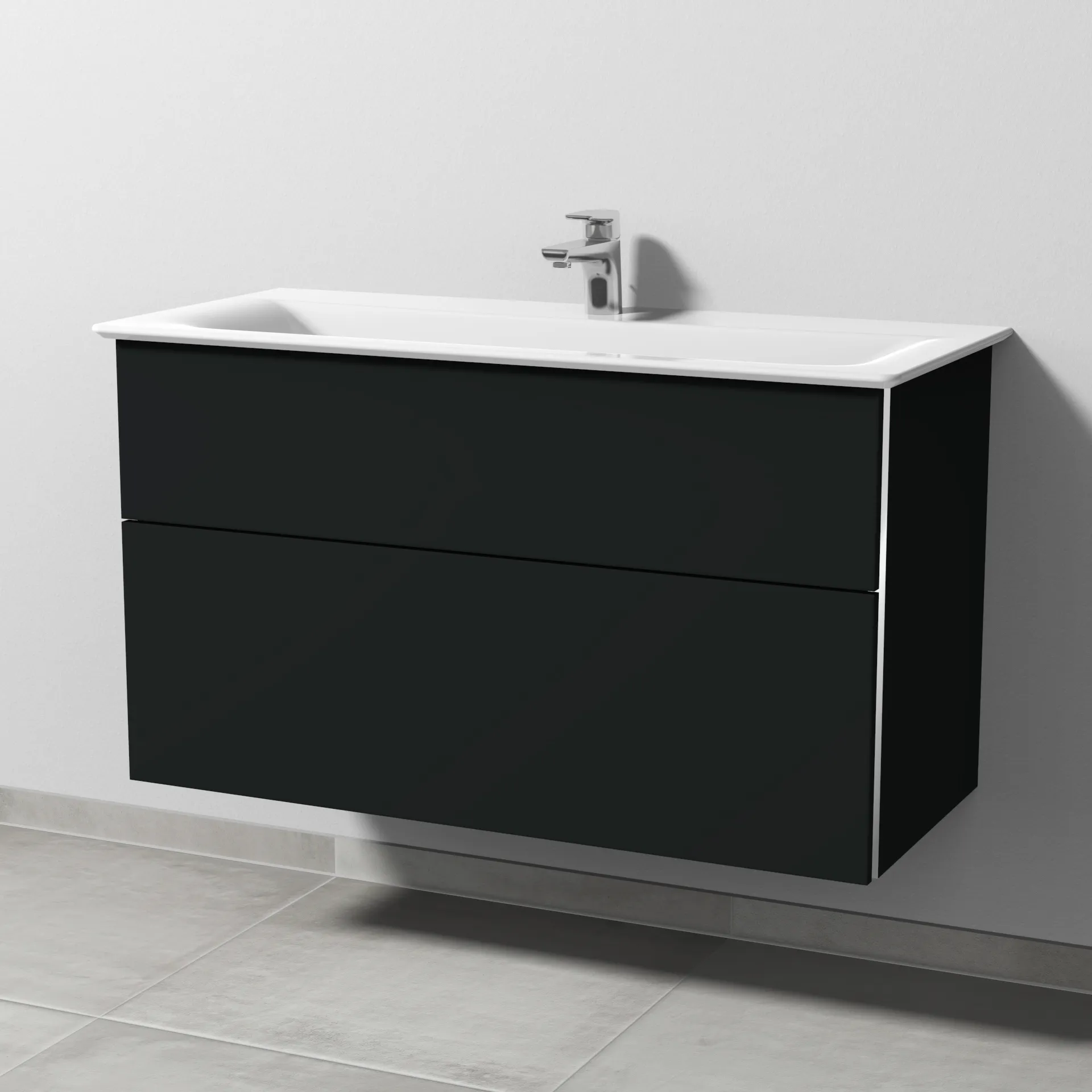 Sanipa Waschtischunterschrank „3way“ passend zu Keramik-Waschtische Connect Air von Ideal Standard 990 × 585 × 437 mm in Vulkan (matt)