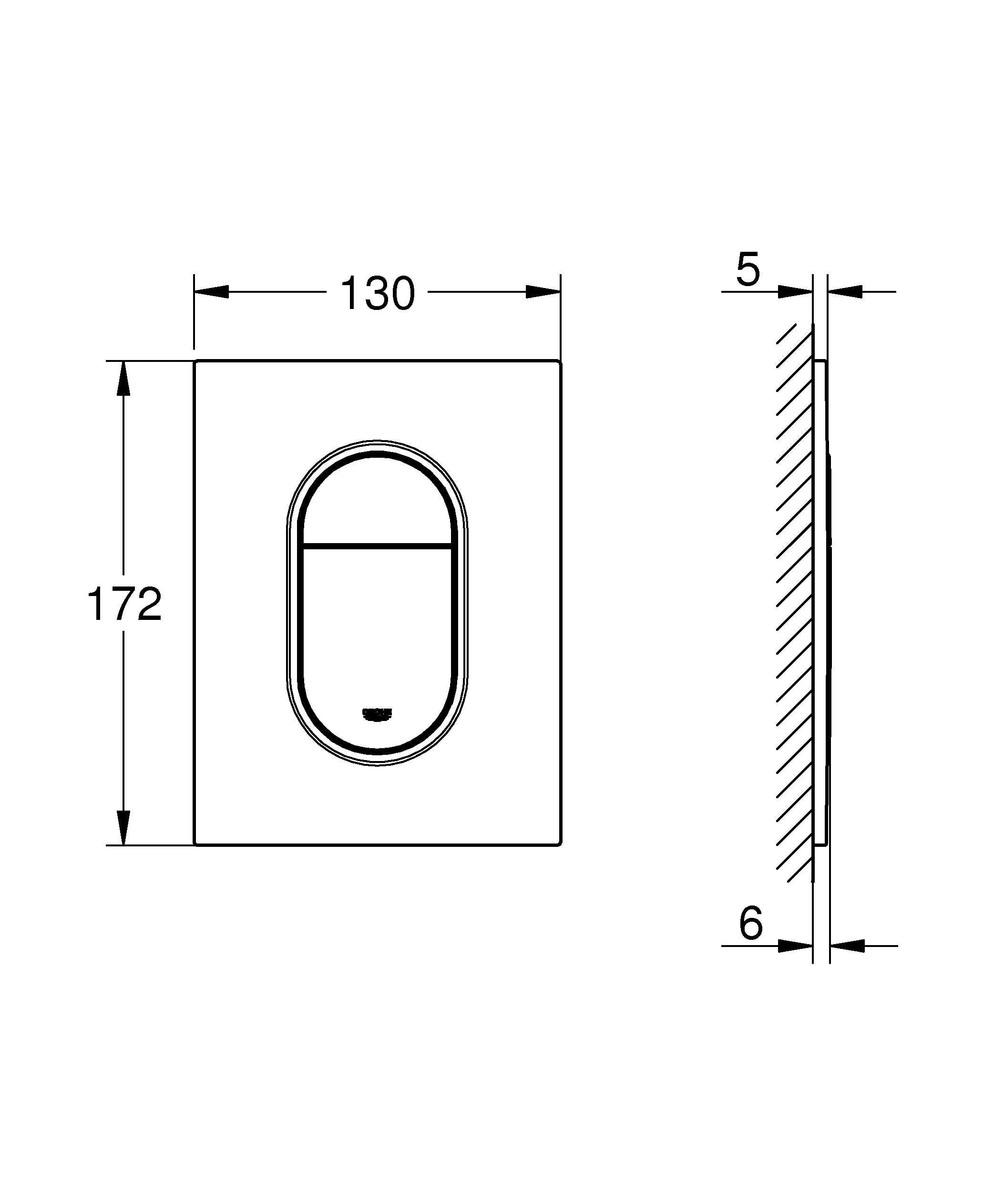 WC-Betätigung Arena Cosmopolitan S 37624, 2-Mengen- und Start & Stopp-Betätigung, 130 x 172 mm, für kleinen Revisionsschacht, senkrechte Montage, alpinweiß