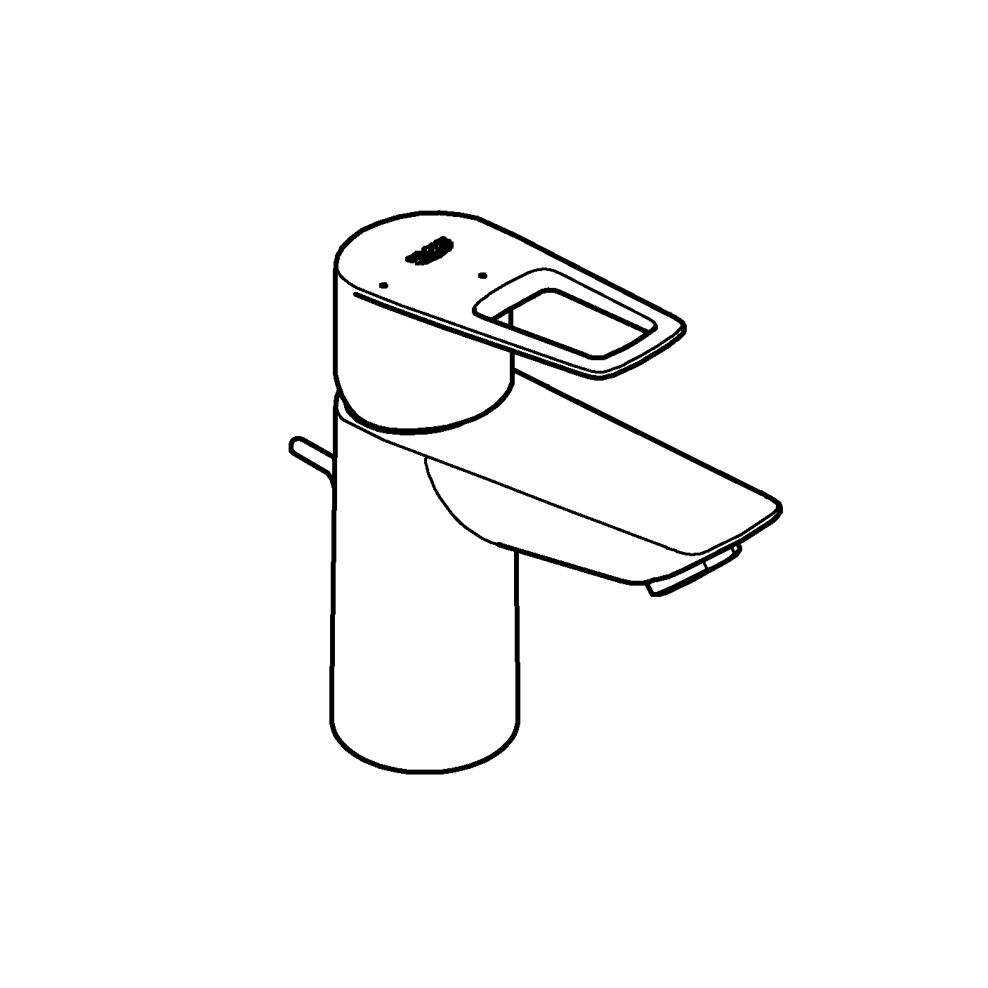 Einhand-Waschtischbatterie BauLoop 22054_1, S-Size, Einlochmontage, Energie-Sparfunktion Mittelstellung kalt, Temperaturbegrenzer, EcoJoy Mousseur 5,7 l/min, Zugstangen-Ablaufgarnitur aus Kunststoff 1 1/4″, chrom