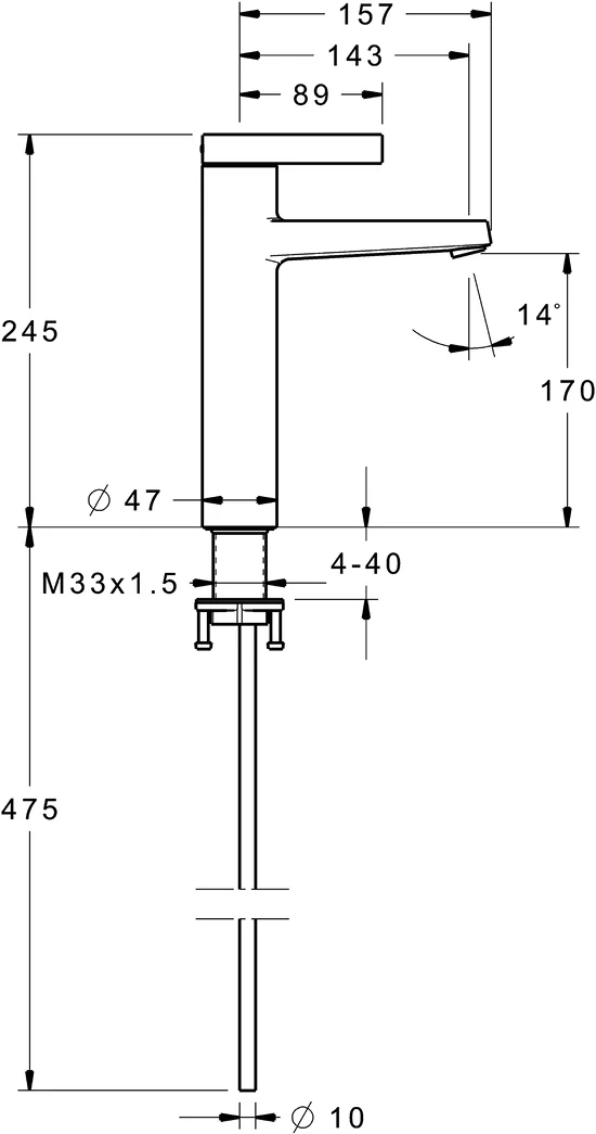 HansaLOFT Waschtischarmatur Einhebelmischer HansaLOFT 5756 Kupferrohr Ausladung 143 mm DN15 Chrom