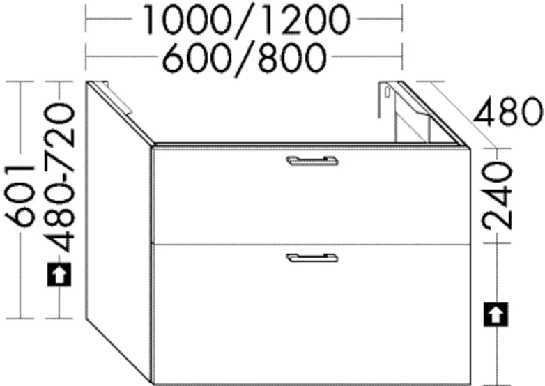 Burgbad Waschtischunterschrank Sys30, 1 Schublade oben, 1 Auszug unten, 480x1200x480 mm, inkl. Metallkonsolen und cleanFlow Burgbad Waschtischunterschrank Sys30, 1 Schublade oben, 1 Auszug unten, 480x1200x480 mm, inkl. Metallkonsolen und cleanFlow