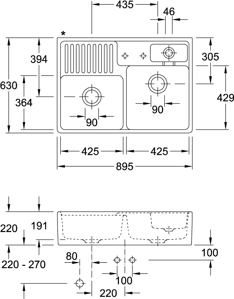 Villeroy & Boch Küchenspülbecken „Spülstein“ 895 × 630 × 220 mm in Crema Villeroy & Boch Küchenspülbecken „Spülstein“ 895 × 630 × 220 mm in Crema