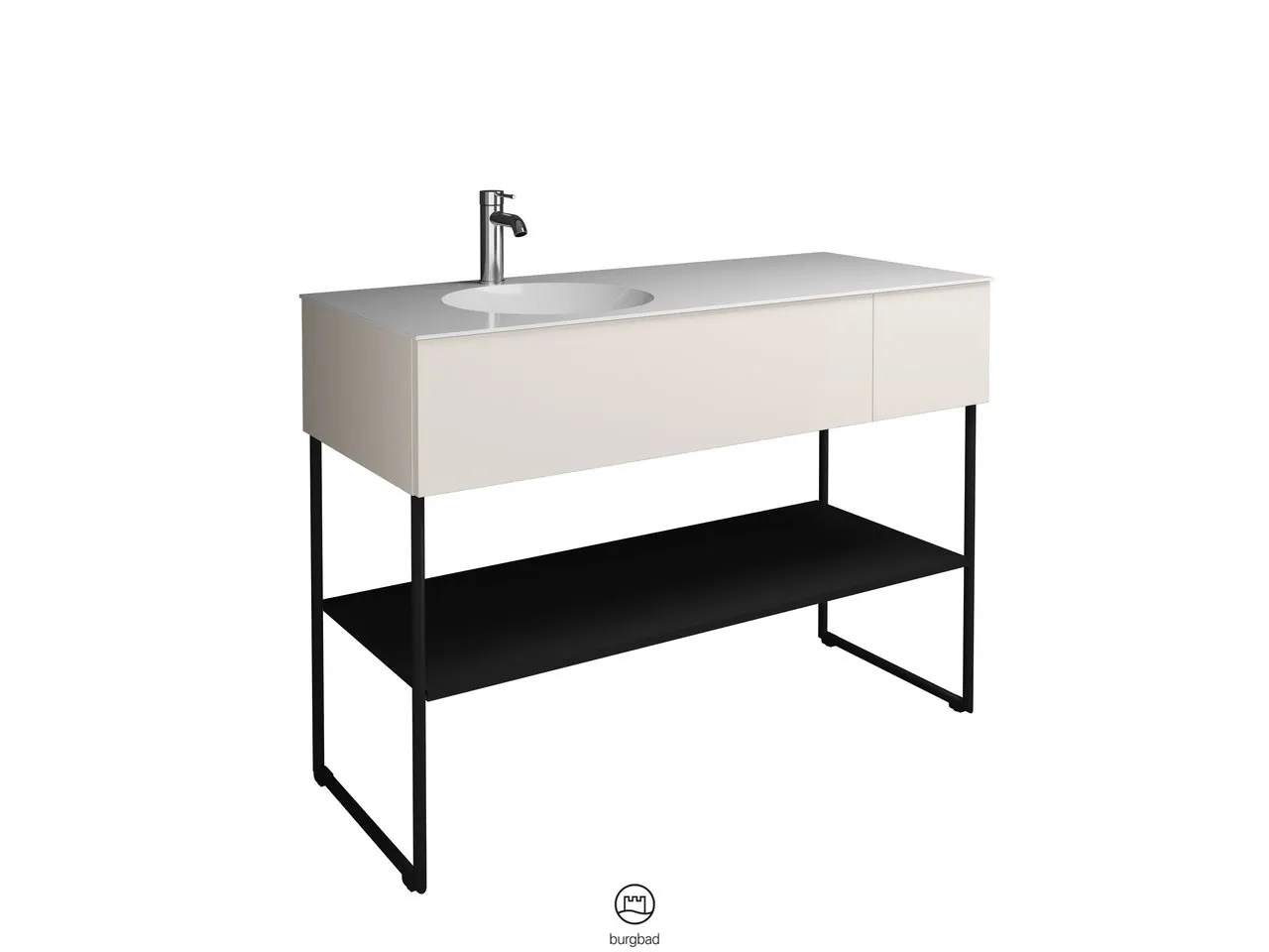 burgbad Coco HGL Waschtischset SFHQ120, Mineralguss, 505x1206x870