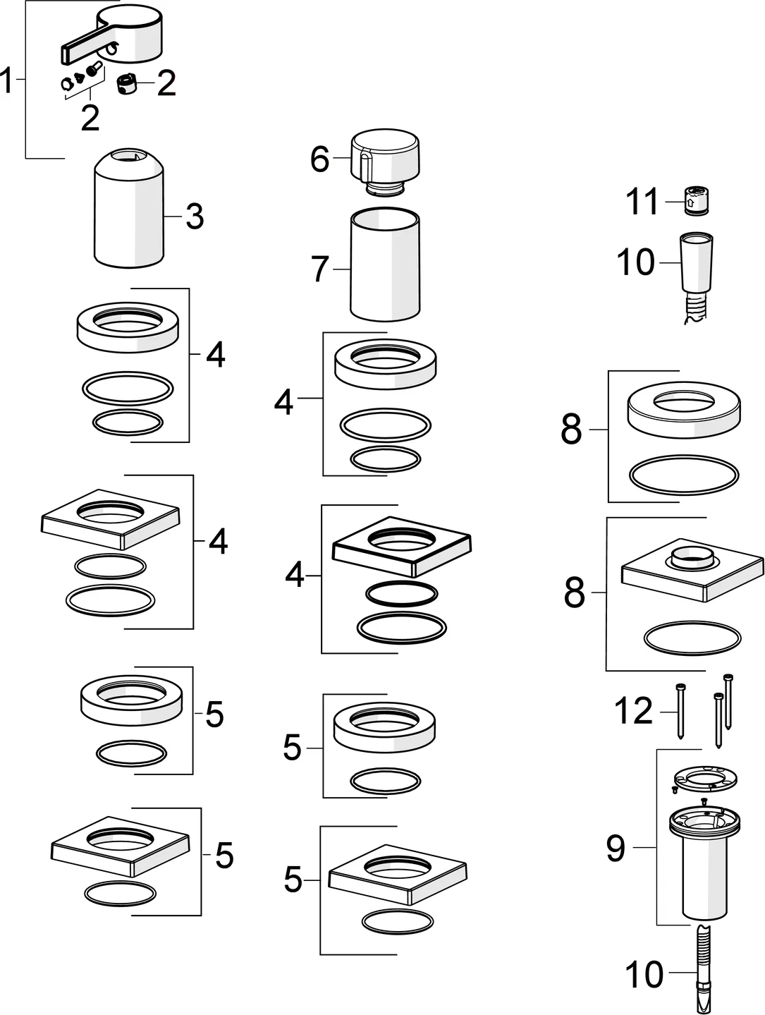 HansaLOFT Wannenarmatur Einhebelmischer Fertigmontageset für Wanne/Brause HansaLOFT 5779 Rosette eckig 1-strahlig 75x75mm Chrom