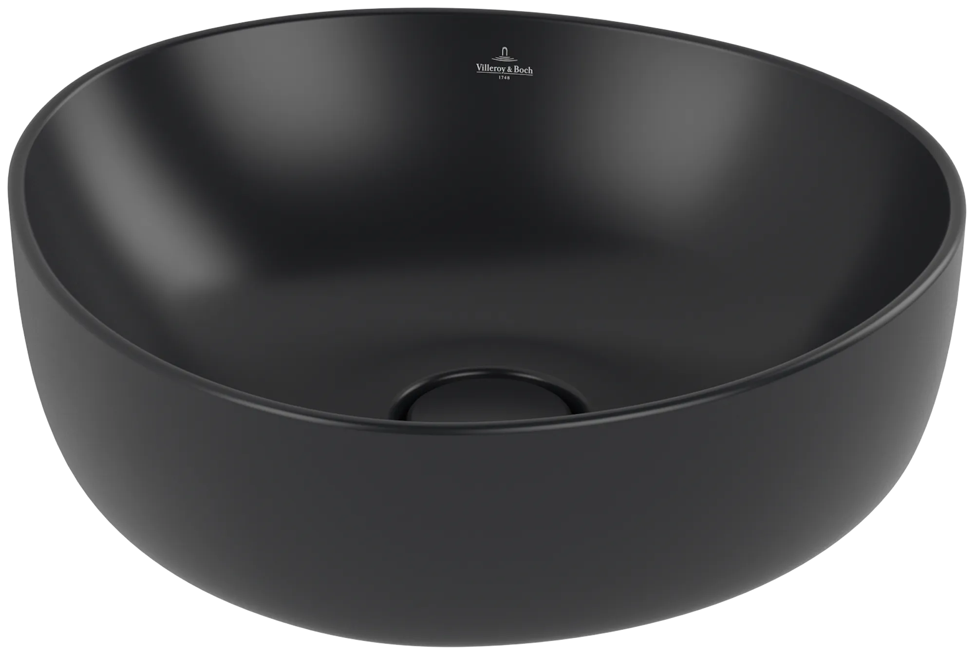 Villeroy & Boch Aufsatzwaschbecken Antao Pure Black CeramicPlus 400x395x145 mm, asymmetrisch, TitanCeram, ohne Überlauf