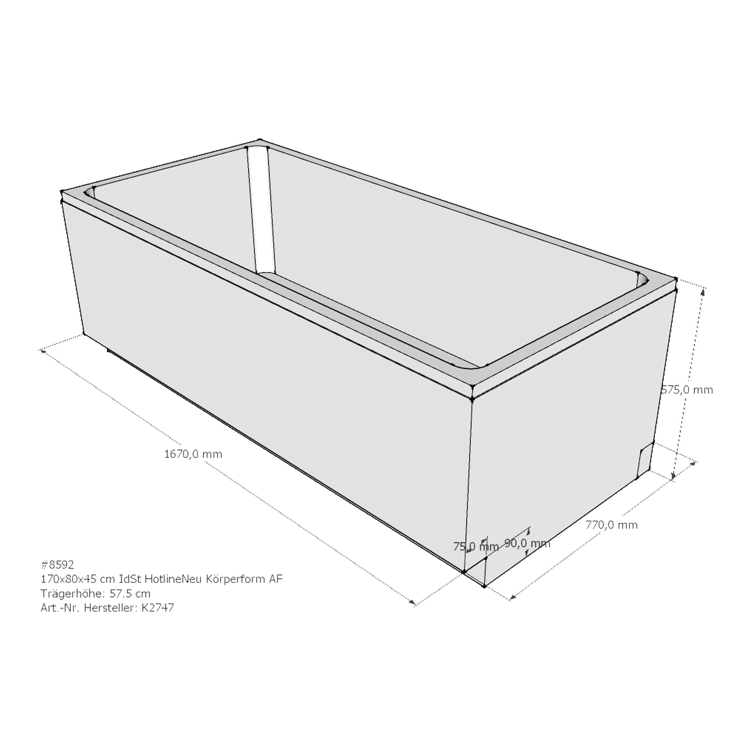 Badewannenträger für Ideal Standard HotlineNeu 170 × 80 × 45 cm Badewannenträger für Ideal Standard HotlineNeu 170 × 80 × 45 cm