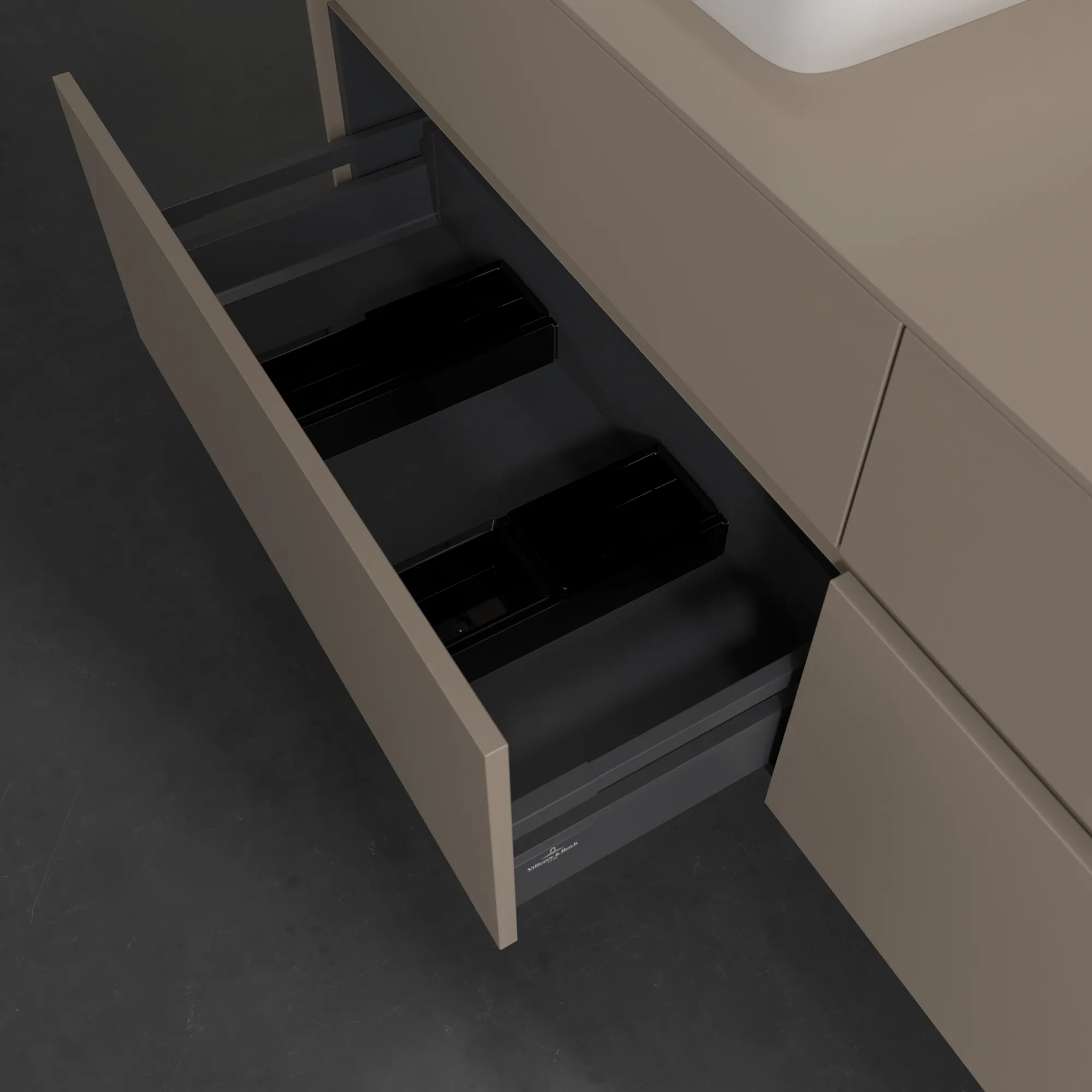Villeroy & Boch Waschtischunterschrank „Collaro“ 1600 × 548 × 500 mm Taupe, ohne Beleuchtung, für Becken links
