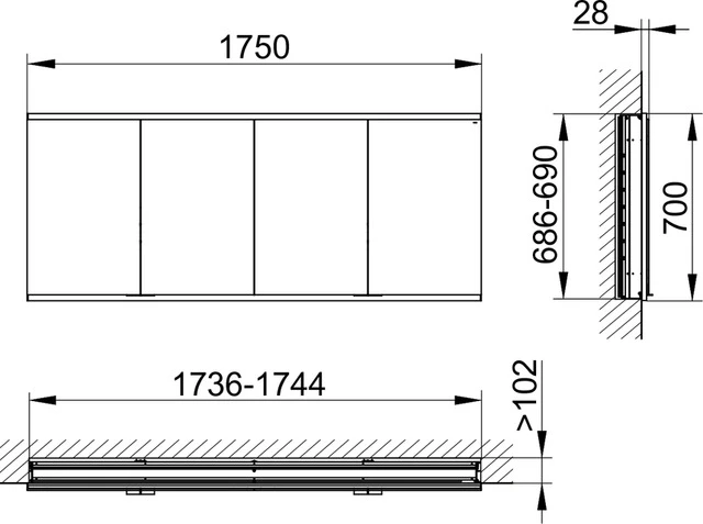 KEUCO Royal Modular 2.0 Spiegelschrank, beleuchtet Wandeinbau, 2 Steckd./2 USB, 1750 x 700 x 120 mm silber eloxiert KEUCO Royal Modular 2.0 Spiegelschrank, beleuchtet Wandeinbau, 2 Steckd./2 USB, 1750 x 700 x 120 mm silber eloxiert
