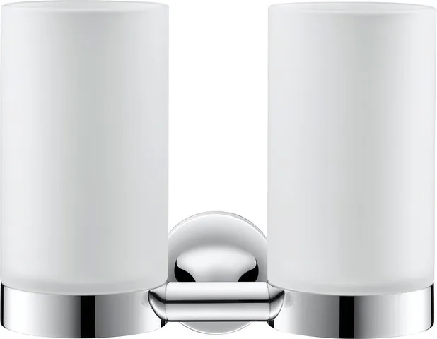 Doppelglashalter Starck T, Chrom inkl. Gläser Weiß matt Doppelglashalter Starck T, Chrom inkl. Gläser Weiß matt