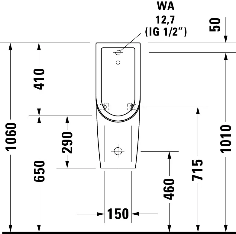 Urinal Starck 3, Zulauf von hinten rimless, ohne Fliege, weiß Urinal Starck 3, Zulauf von hinten rimless, ohne Fliege, weiß