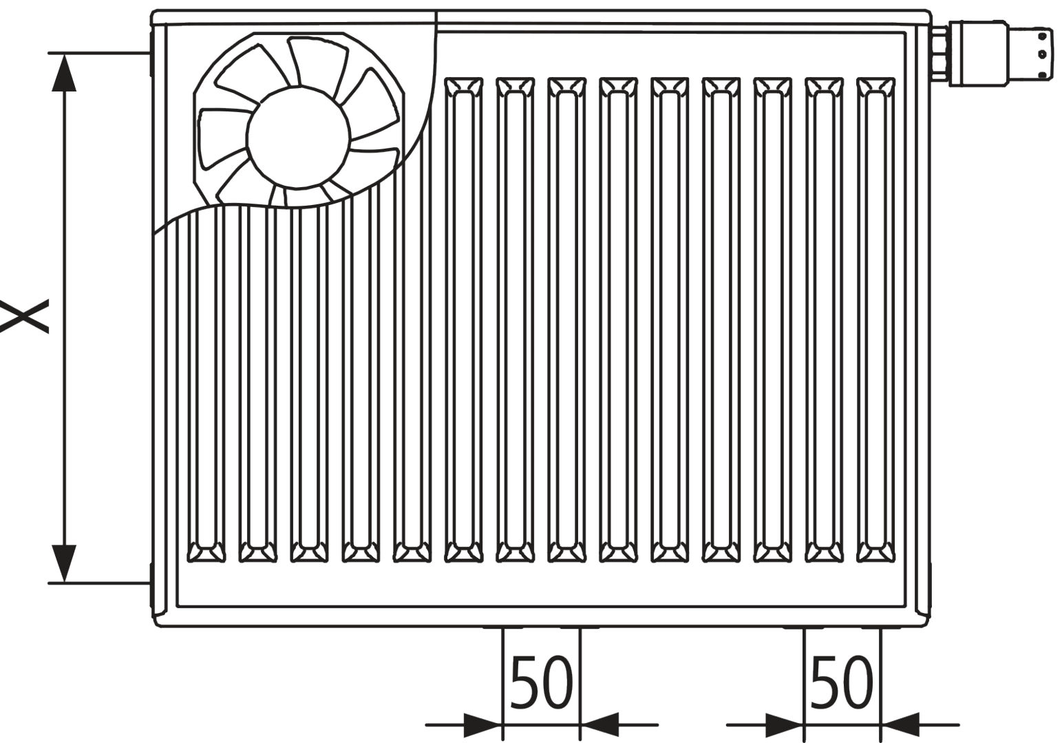 Kermi Wärmepumpen-Design-Flachheizkörper „x-flair Profil-Vplus“ 100 × 50 cm in Farbkonzept