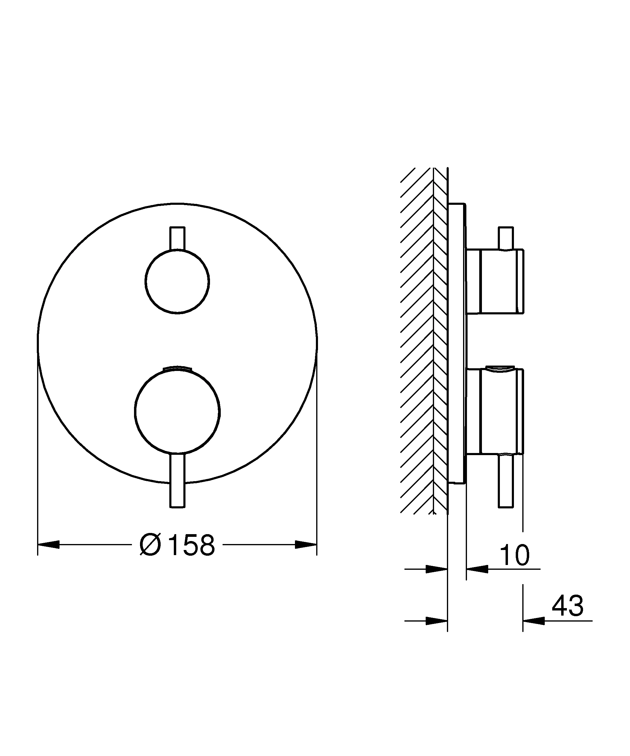 Thermostat-Wannenbatterie Atrio 24359, mit integrierter 2-Wege-Umstellung, Fertigmontageset für Rapido SmartBox, chrom