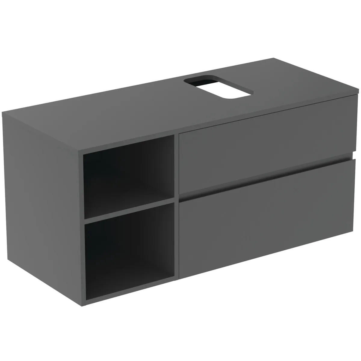 Ideal Standard Waschtischunterschrank Finesse Auschnitt rechts 1202x505x558mm 2 Auszüge Anthrazit matt Ideal Standard Waschtischunterschrank Finesse Auschnitt rechts 1202x505x558mm 2 Auszüge Anthrazit matt