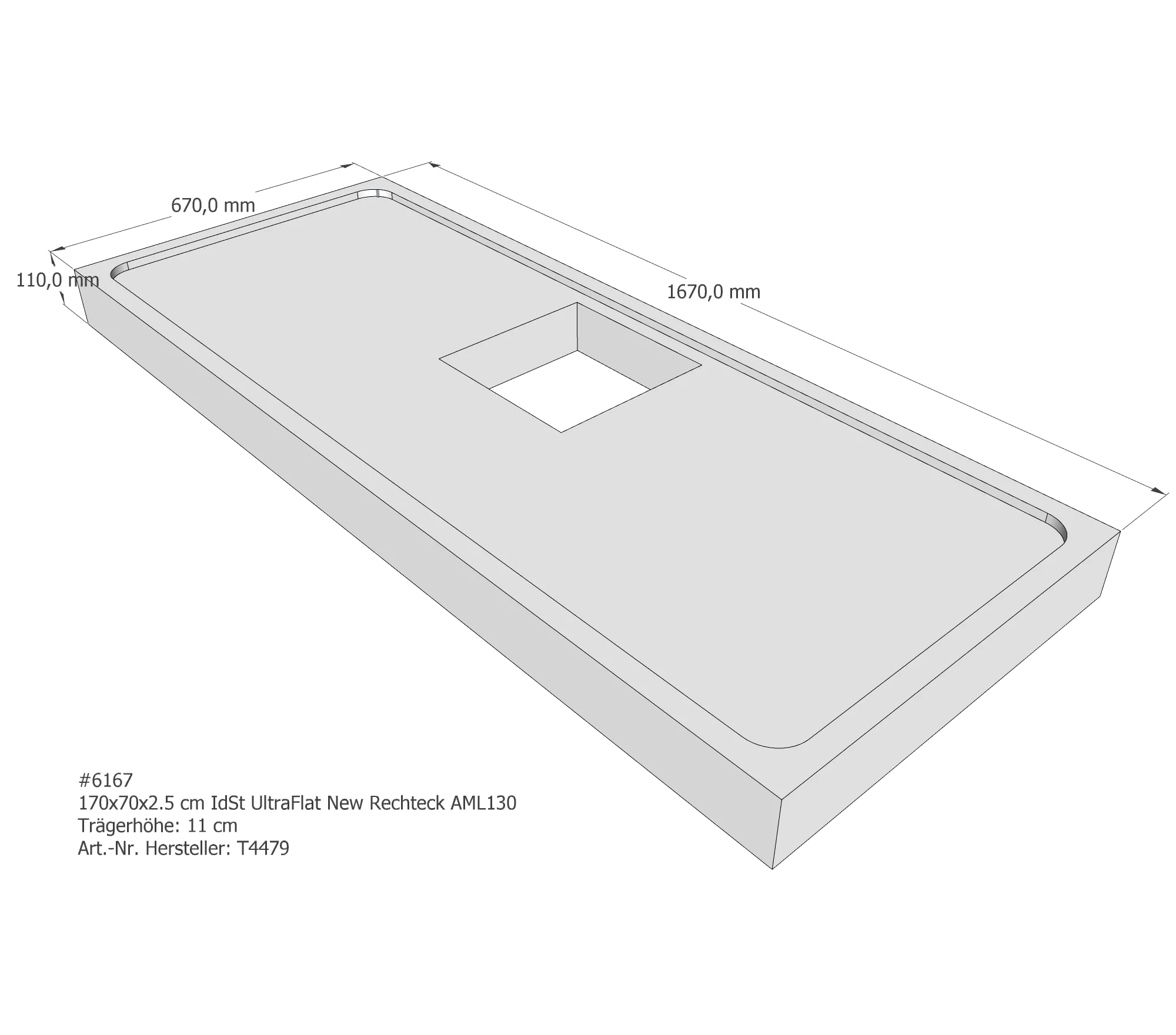 Duschwannenträger passend für Ideal Standard Ultra Flat New 170 × 70 × 2,5 cm